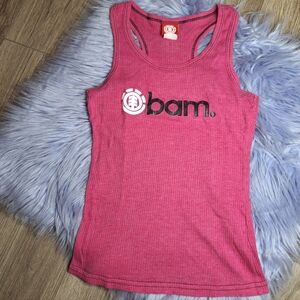 Vtg Y2k Element Bam Margera Racerback Ribbed Tank Top Hot Pink